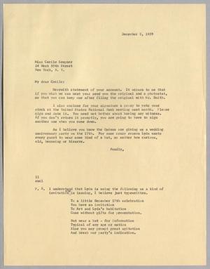 [Letter from Isaac H. Kempner to Cecile B. Kempner, December 8, 1959]