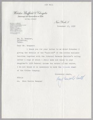 [Letter from Henry C. Smith to Isaac H. Kempner, November 17, 1959]