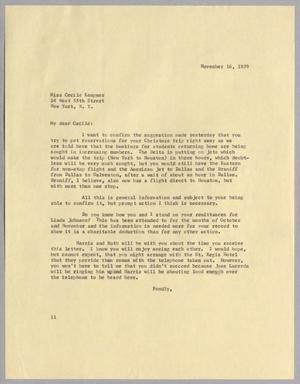 [Letter from Isaac Herbert Kempner to Cecile Blum Kempner, November 16, 1959]