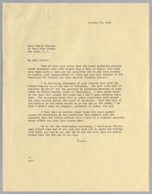 Primary view of object titled '[Letter Isaac Herbert Kempner to Cecile Blum Kempner, October 19,1959]'.