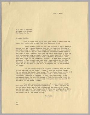 Primary view of object titled '[Letter from Isaac H. Kempner to Cecile B. Kempner, June 8, 1959]'.