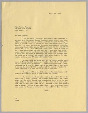 [Letter from Isaac H. Kempner to Cecile B. Kempner, April 15, 1959]