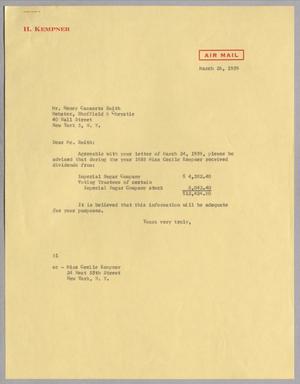 [Letter from R. I. Mehan to Henry C. Smith, March 26, 1959]