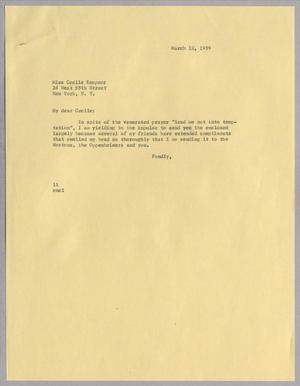 [Letter from Isaac H. Kempner to Cecile B. Kempner, March 12, 1959]