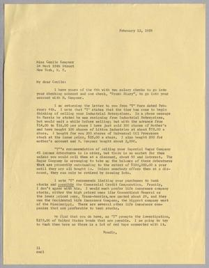 [Letter from Isaac Herbert Kempner to Cecile Blum Kempner, February 12, 1959]
