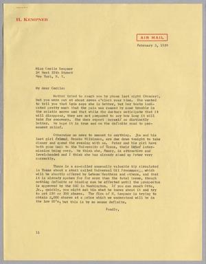 [Letter from Isaac H. Kempner to Cecile B. Kempner, February 3, 1959]