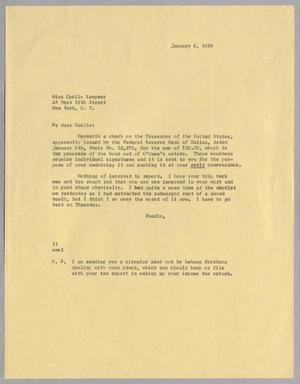 [Letter from Isaac H. Kempner to Cecile B. Kempner, January 6, 1959]