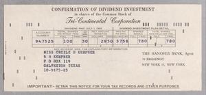 [Confirmation of Dividend Investment from the Hanover Bank to Cecile Kempner, July 1, 1960]