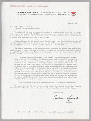 [Letter from Tennessee Gas Transmission Company, June 16, 1960]