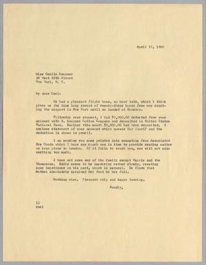 [Letter from Isaac H. Kempner to Cecile B. Kempner, April 19,1960]