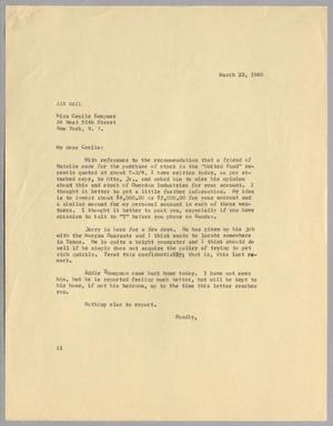 [Letter from Isaac H. Kempner to Cecile B. Kempner, March 23, 1960]
