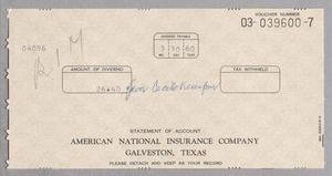[Statement of Account from the American National Insurance Company to Cecile Kempner, March 30, 1960]