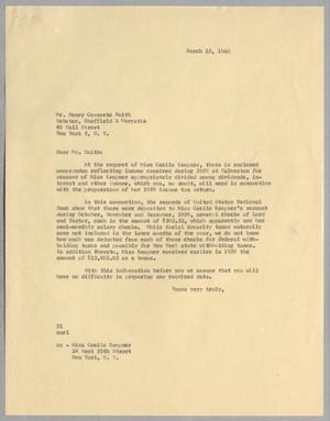 [Letter from R. I. Mehan to Henry S. Cassorte, March 15, 1960]