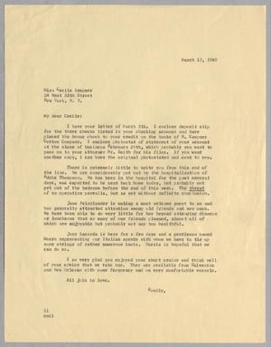 [Letter from Isaac H. Kempner to Cecile B. Kempner, March 10, 1960]