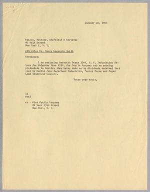 [Letter from Isaac H. Kempner to Henry C. Smith, January 20, 1960]
