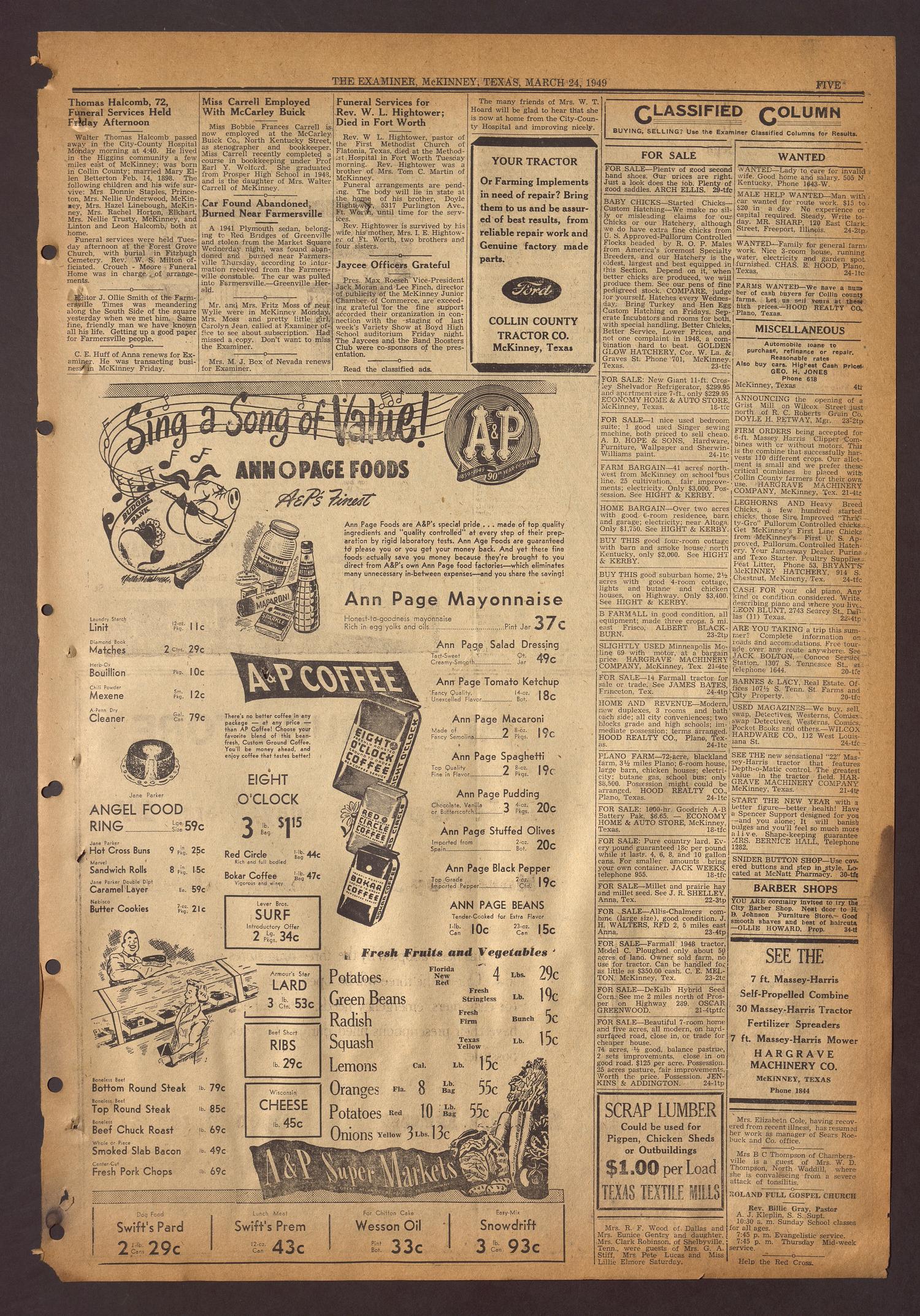The McKinney Examiner (McKinney, Tex.), Vol. 63, No. 24, Ed. 1 Thursday, March 24, 1949
                                                
                                                    [Sequence #]: 5 of 16
                                                