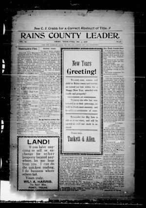 Primary view of object titled 'Rains County Leader. (Emory, Tex.), Vol. 20, No. 48, Ed. 1 Friday, January 3, 1908'.