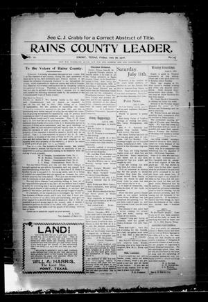 Rains County Leader. (Emory, Tex.), Vol. 21, No. 22, Ed. 1 Friday, July 10, 1908