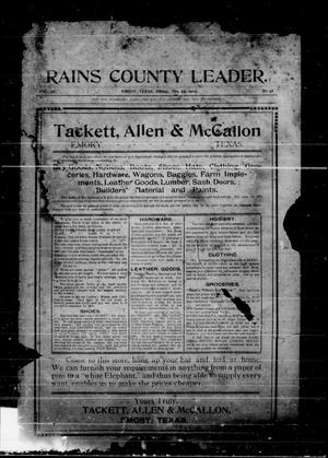 Rains County Leader. (Emory, Tex.), Vol. 22, No. 42, Ed. 1 Friday, October 22, 1909