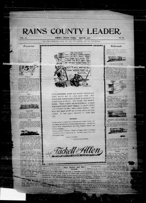 Rains County Leader. (Emory, Tex.), Vol. 22, No. 16, Ed. 1 Friday, April 29, 1910