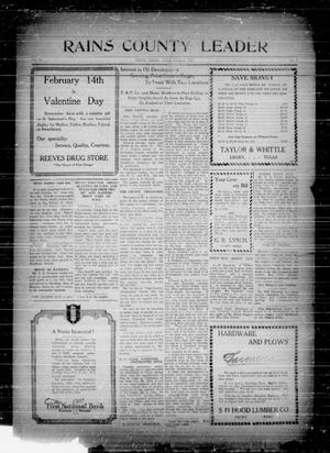 Primary view of object titled 'Rains County Leader (Emory, Tex.), Vol. 33, No. 6, Ed. 1 Friday, February 10, 1922'.