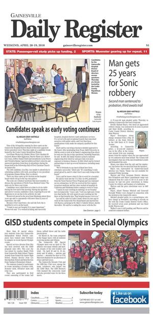 Primary view of Gainesville Daily Register (Gainesville, Tex.), Vol. 128, No. 169, Ed. 1 Saturday, April 28, 2018