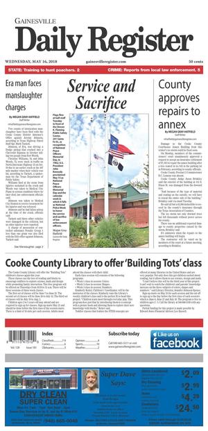 Primary view of object titled 'Gainesville Daily Register (Gainesville, Tex.), Vol. 128, No. 181, Ed. 1 Wednesday, May 16, 2018'.