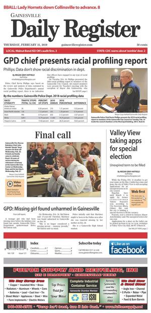 Gainesville Daily Register (Gainesville, Tex.), Vol. 129, No. 121, Ed. 1 Thursday, February 21, 2019
