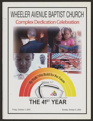Primary view of object titled '[Wheeler Avenue Baptist Church Complex Dedication Celebration: October 3, 2003]'.
