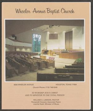 Primary view of object titled '[Wheeler Avenue Baptist Church Bulletin: January 28, 1996]'.
