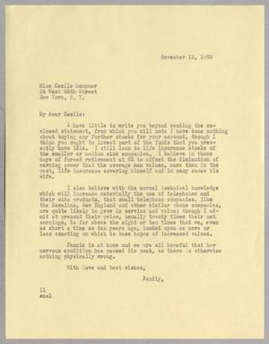 [Letter from Isaac H. Kempner to Cecile B. Kempner, November 12, 1963]