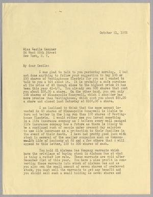 [Letter from Isaac H. Kempner to Cecile B. Kempner, October 21, 1963]