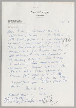 [Letter from Cecile Kempner to Arthur Alpert, October 20, 1963]