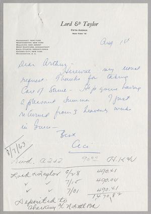 [Letter from Cecile Kempner to Arthur Alpert, August 1st, 1963]