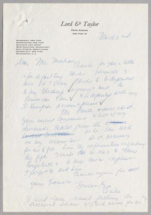 [Letter from Cecile Kemper to Ray I. Mehan, March 2, 1963]