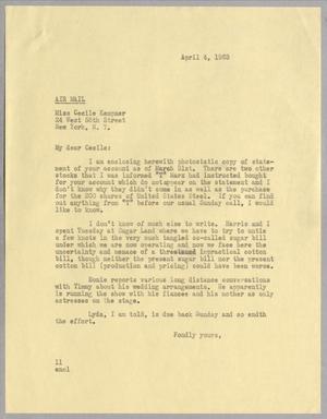 [Letter from Isaac H. Kempner to Cecile B. Kempner, April 4, 1963]
