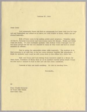 [Letter from Harris L. Kempner to Cecile B. Kempner, October 27, 1964]