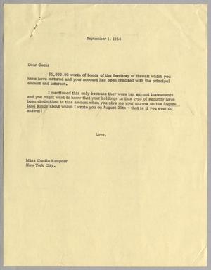 [Letter from Cecile Kempner to Harris L. Kempner, September 1, 1964]