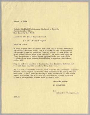 [Letter from Edward R. Thompson, Jr., to Henry C. Smith, March 19, 1964]
