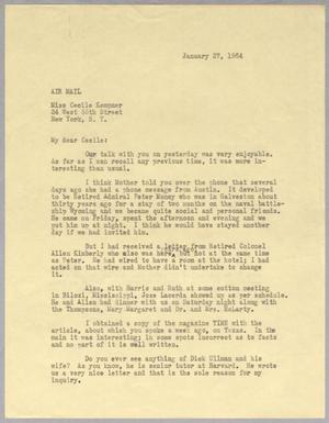[Letter from Isaac H. Kempner to Cecile B. Kempner, January 27, 1964]