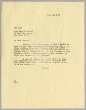 [Letter from Isaac H. Kempner to Cecile B. Kempner, July 22, 1965]