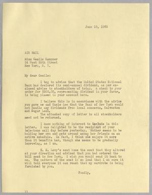 [Letter from Isaac H. Kempner to Cecile B. Kempner, June 18, 1965]