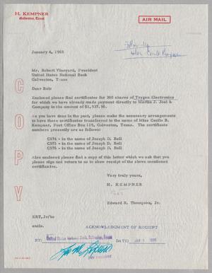 [Letter from H. Kempner to Robert Vineyard, January 4, 1965]
