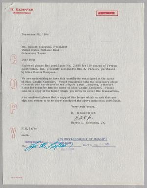 [Letter from H. Kempner to United States National Bank, December 28, 1964]
