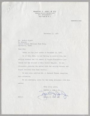 [Letter from Martin J. Joel, Jr. to Arthur M. Alpert, December 11, 1964]