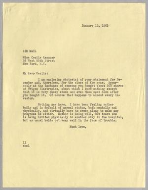 [Letter from Isaac H. Kempner to Cecile B. Kempner, January 12, 1965]