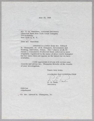 [Letter from P. E. Behr to C. F. Hamilton, May 18, 1965]