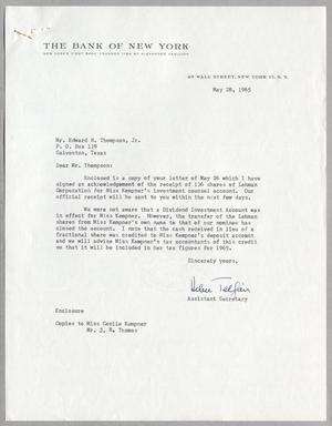 [Letter from Helen Telfair to Edward R. Thompson, Jr., May 28, 1965]