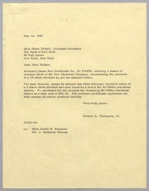 [Letter from Edward R. Thompson, Jr., to Helen Telfair, May 14, 1965]
