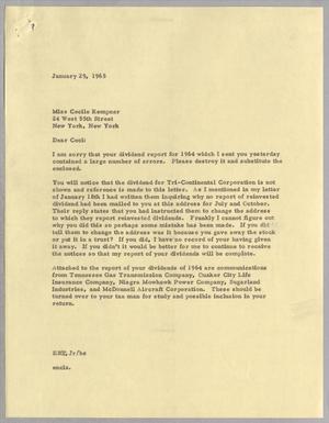[Letter from Edward Randall. Thompson, Jr. to Cecile B. Kempner, January 29, 1965]